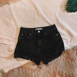 Garage Denim black mom jean shorts
